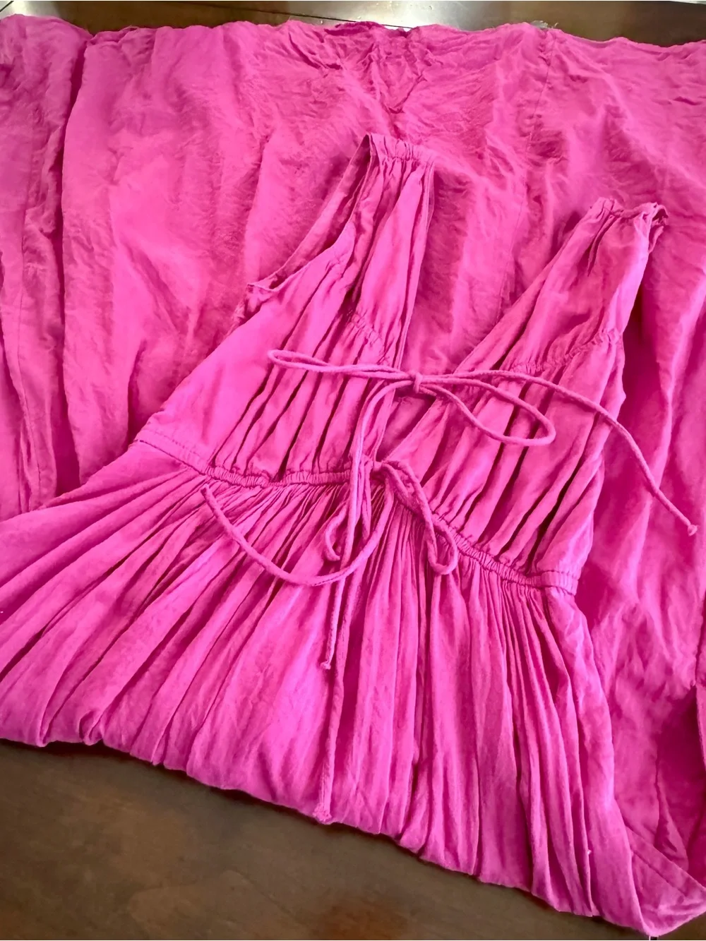 Abercrombie & Fitch Pink Maxi Dress SP 100% Cotton Tie Front Sleeveless